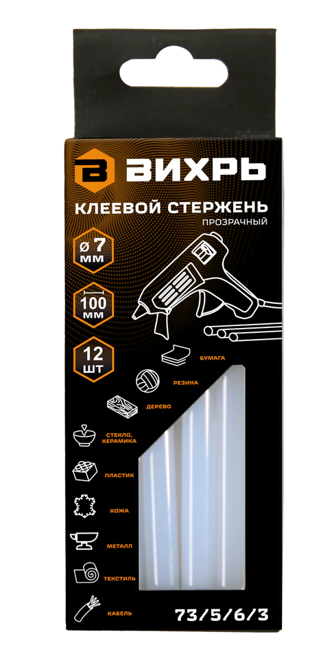 Клеевой стержень Вихрь 7x100 мм, 12 шт Клеевой стержень Вихрь 7x100 мм, 12 шт